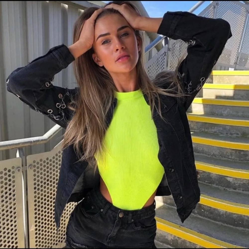 Neon Green High Cut Bodysuit